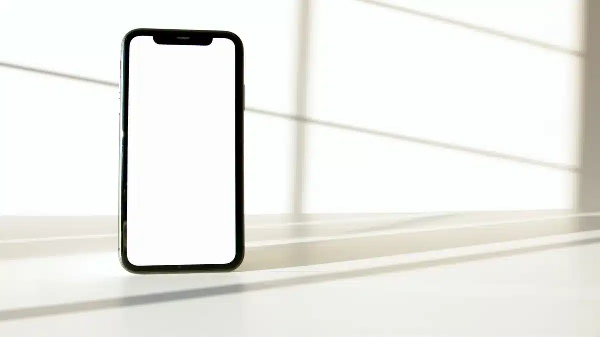Close-up of a smartphone display showing vibrant colors with bright sunlight reflection, crystal-clear visibility, premium OLED panel with minimal bezels