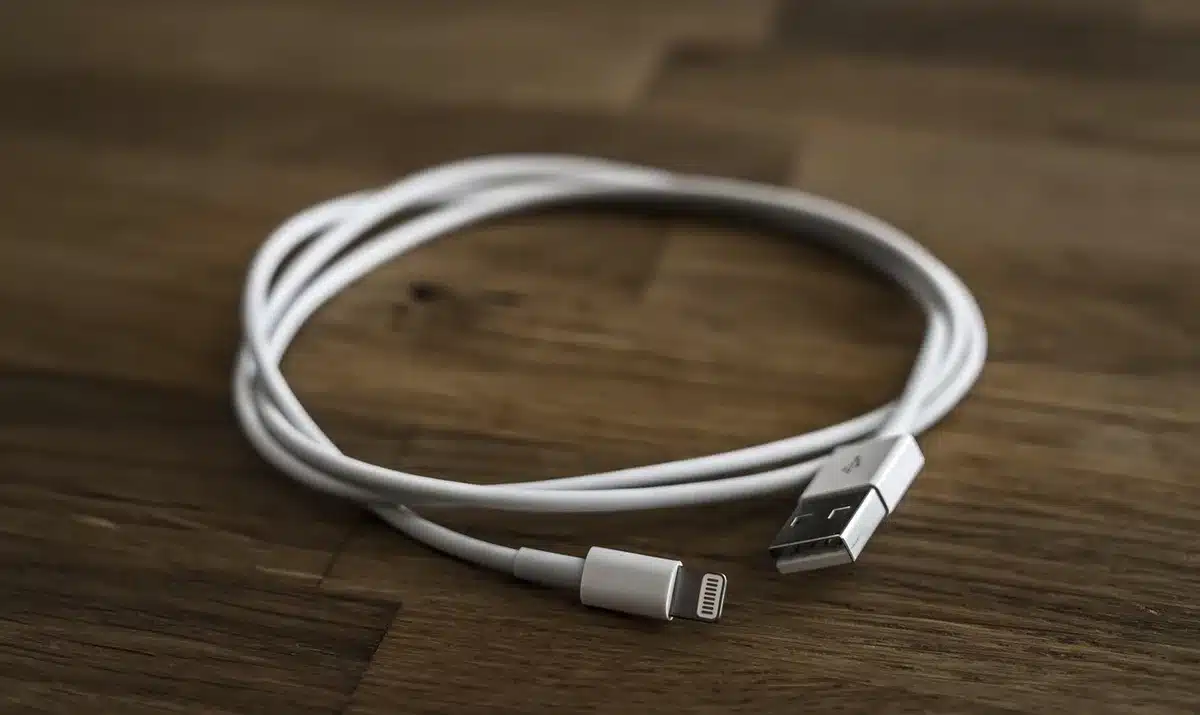 Varios cables y adaptadores USB-C sobre una superficie