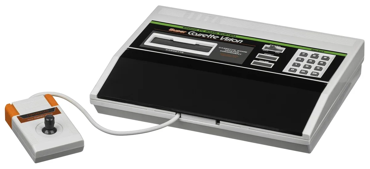 An empty retro handheld game shelf with three cartridge-shaped spaces highlighted, nostalgic lighting and no brand names